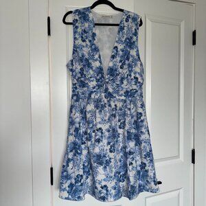 Abercrombie & Fitch Tie-Front Textured Mini Dress - Blue Floral